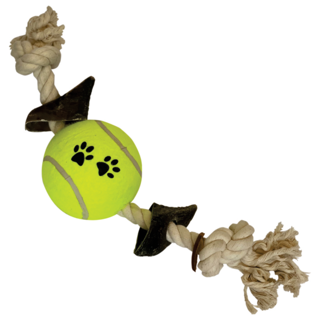 Huntlea Dog Rope Toy 2 Knot with 2 Hoof and Ball