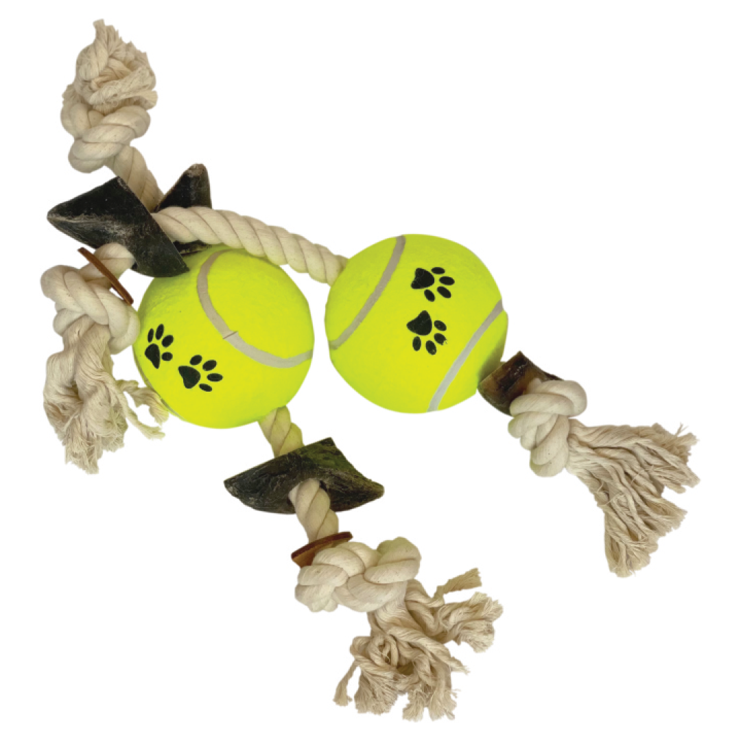 Huntlea Dog Rope Toy 2 Knot with 2 Hoof and Ball